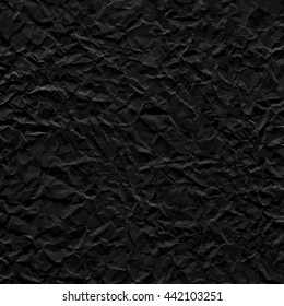Black texture of crumpled paper. Vector illustration.