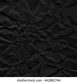 Black texture of crumpled paper. Vector illustration.