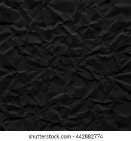 Black texture of crumpled paper. Vector illustration.
