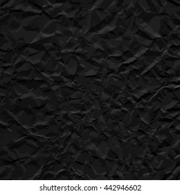 Black texture of crumpled paper. Vector illustration.