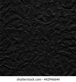 Black texture of crumpled paper. Vector illustration.