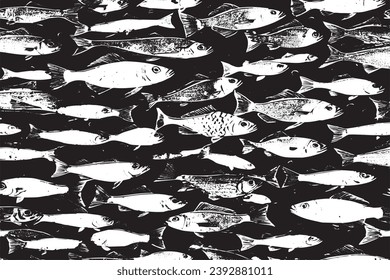 textura negra del pescado en ilustración vectorial de estilo ondulado 