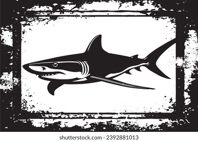black texture of fish in grungy style vector illustration 