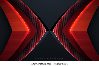 Black Texture Modern Background With Arrow Dimension Layers And Red Sparkling Light 