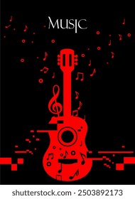 BLACK TEXTURE MUSIC WITH GUITAR MADE BY CORELDRAW