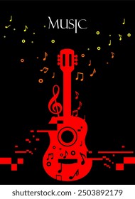 MÚSICA DE TEXTURA NEGRA CON GUITARRA HECHA POR CORELDRAW