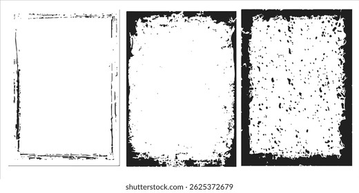 Textura negra sobre fondo blanco. Textura de marco negro grunge