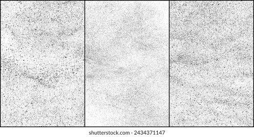 Textura negra sobre blanco. Fondo de efecto desgastado. Superposición de papel antiguo. Fondo grunge. Patrón abstracto. Set ilustración vectorial, eps 10.	