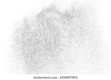 Black texture overlay. Abstract light pattern. Dust grainy texture on white background. Grain noise stamp. Old paper. Grunge design elements. Vector illustration, eps 10.
