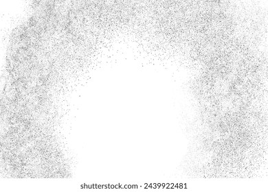 Black texture overlay. Dust grainy texture on white background. Grain noise stamp. Old paper. Grunge design elements. Vector illustration, eps 10.	