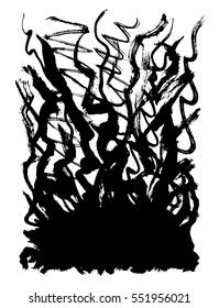  Black texture painted with a brush. Vector ink grunge background. Black grungy background. Texture of dry brush. Chaotic inky background. Artistic chaotic texture 