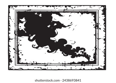 black texture of smoke in black grunge frame vector image for background texture