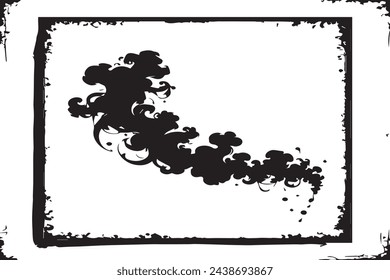 textura negra del humo en el marco negro del grunge imagen vectorial para la textura de fondo