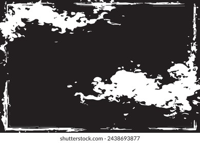 black texture of smoke in black grunge frame vector image for background texture