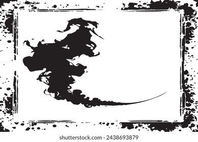 Schwarze Textur des Rauchs in schwarzem Grunge Frame Vektorbild für Hintergrundtextur