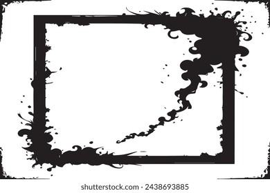 black texture of smoke in black grunge frame vector image for background texture