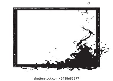 black texture of smoke in black grunge frame vector image for background texture