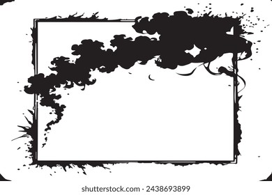 black texture of smoke in black grunge frame vector image for background texture