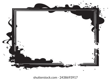 black texture of smoke in black grunge frame vector image for background texture
