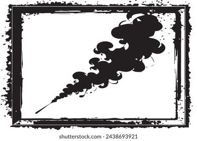 black texture of smoke in black grunge frame vector image for background texture