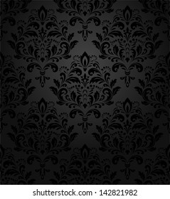 Black texture tile, wallpaper. Floral pattern. A seamless vector - Shutterstock ID 142821982