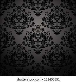 Black texture tile, wallpaper. Floral pattern. A seamless vector
