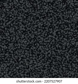 Black textured asfalt seamless texture top view. Dark grey abstract tarmac pattern. Vector illustration of road coat material. Grunge granular closeup surface. Bitumen grain highway backdrop