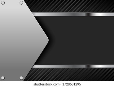 black textured background with metal plaque