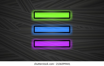 Black textured background and  neon glowing plate for text