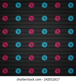 black textured background with pink and blue buttons