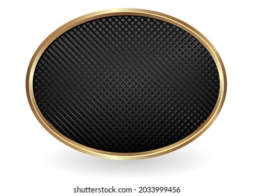 black textured banner with golden frame on white background