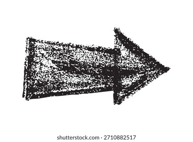 Vector de flecha grunge con textura negra. Puntero derecho de trazo de pincel de tinta afligido para navegación, dirección y Elementos de Diseño gráfico urbano.
