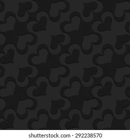 Black textured plastic diagonal spades.Seamless abstract geometrical pattern with 3d effect. Background with realistic shadows and layering.