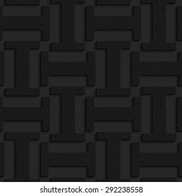 Black textured plastic solid double T.Seamless abstract geometrical pattern with 3d effect. Background with realistic shadows and layering.