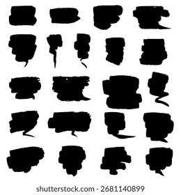 Manchas de textura negra en forma de burbujas de discurso gran conjunto aislado sobre un fondo blanco