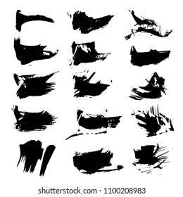 Black textured smears isolated on a white background