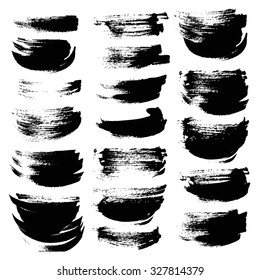 Black textured strokes set isolated on white background