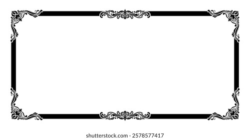 Black Thai pattern frame Landscape for picture frames vintage text box