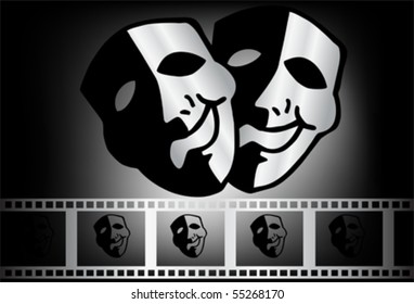 black theatrical mask of tragedy and comedy vector