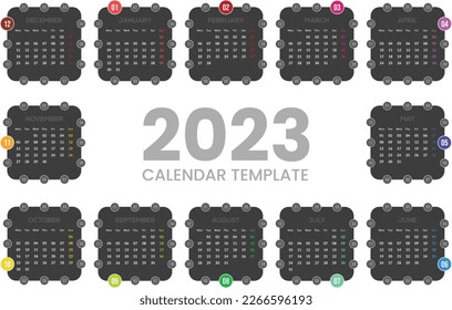 Black Theme 2023 Monatskalender
