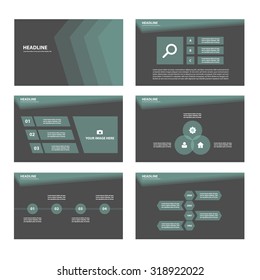 Black theme presentation template infographic elements flat design set for brochure flyer leaflet