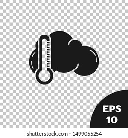 Black Thermometer and cloud icon isolated on transparent background.  Vector Illustration