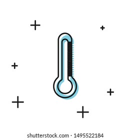 Black Thermometer icon isolated on white background.  Vector Illustration