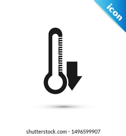 Black Thermometer icon isolated on white background.  Vector Illustration