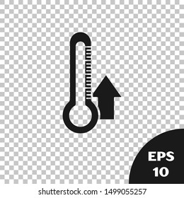 Black Thermometer icon isolated on transparent background.  Vector Illustration