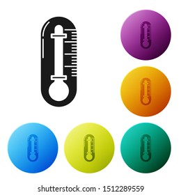 Black Thermometer icon isolated on white background. Set icons colorful circle buttons. Vector Illustration