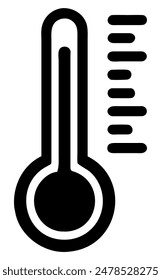 Black thermometer with measurement lines isolated icon. Vector illustration