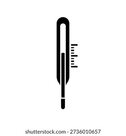 Black thermometer with scale on white background