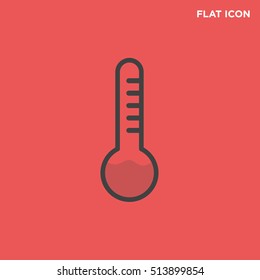 Black thermometer vector icon on red background