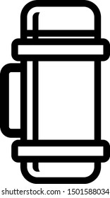 Black Thermos container icon isolated on white background. Thermo flask icon. Camping and hiking equipment.  Vector Illustration